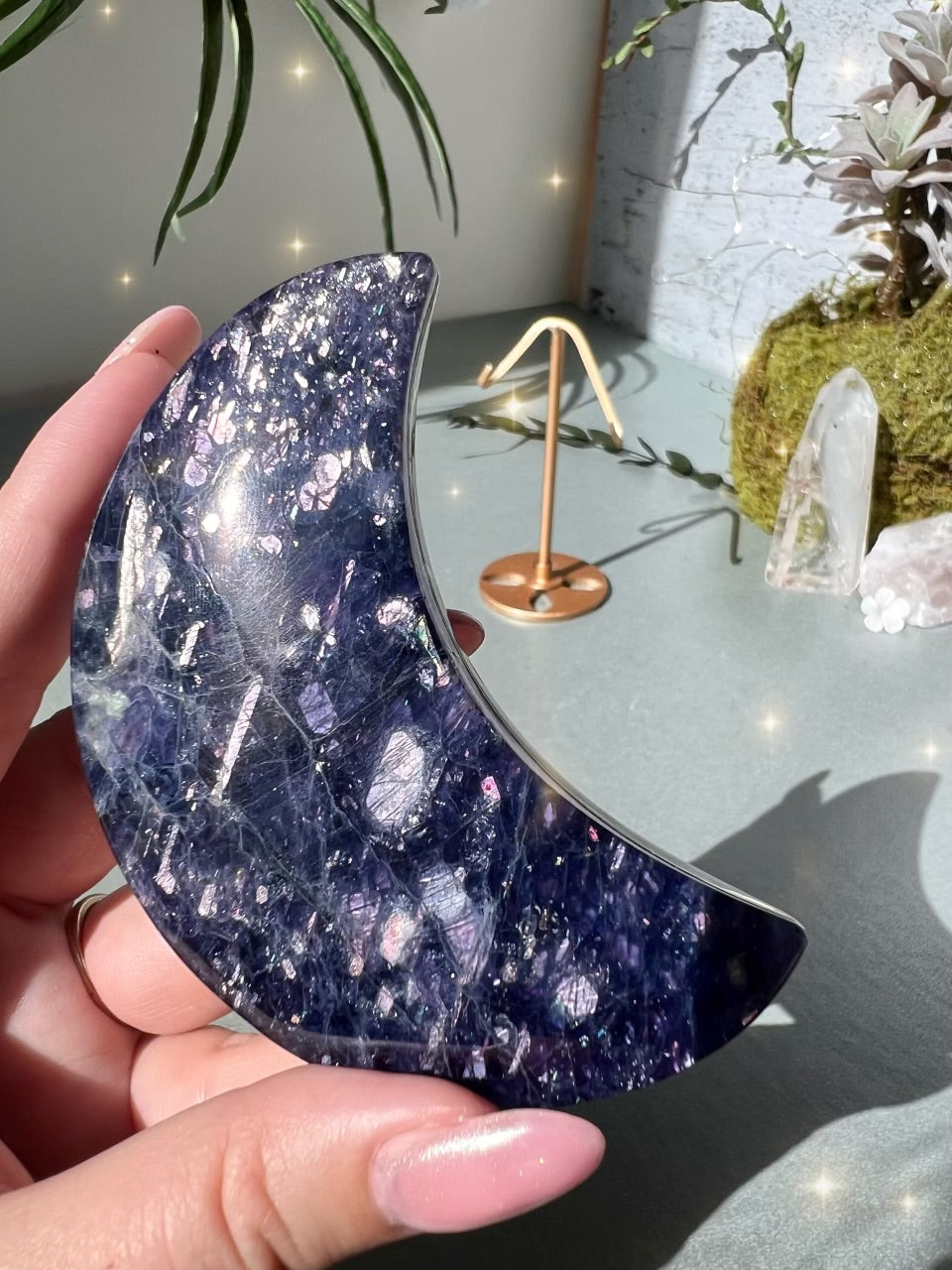 Iolite Moon on stand - *Nova*