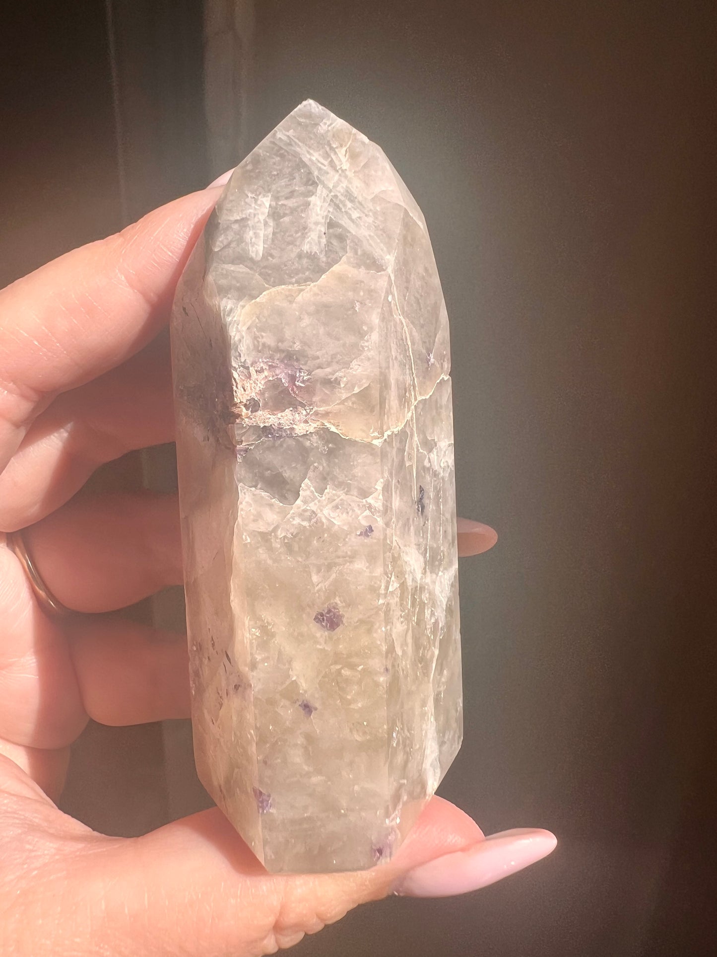 Citrine with Lepidolite and Albite Tower (Sunset Citrine)