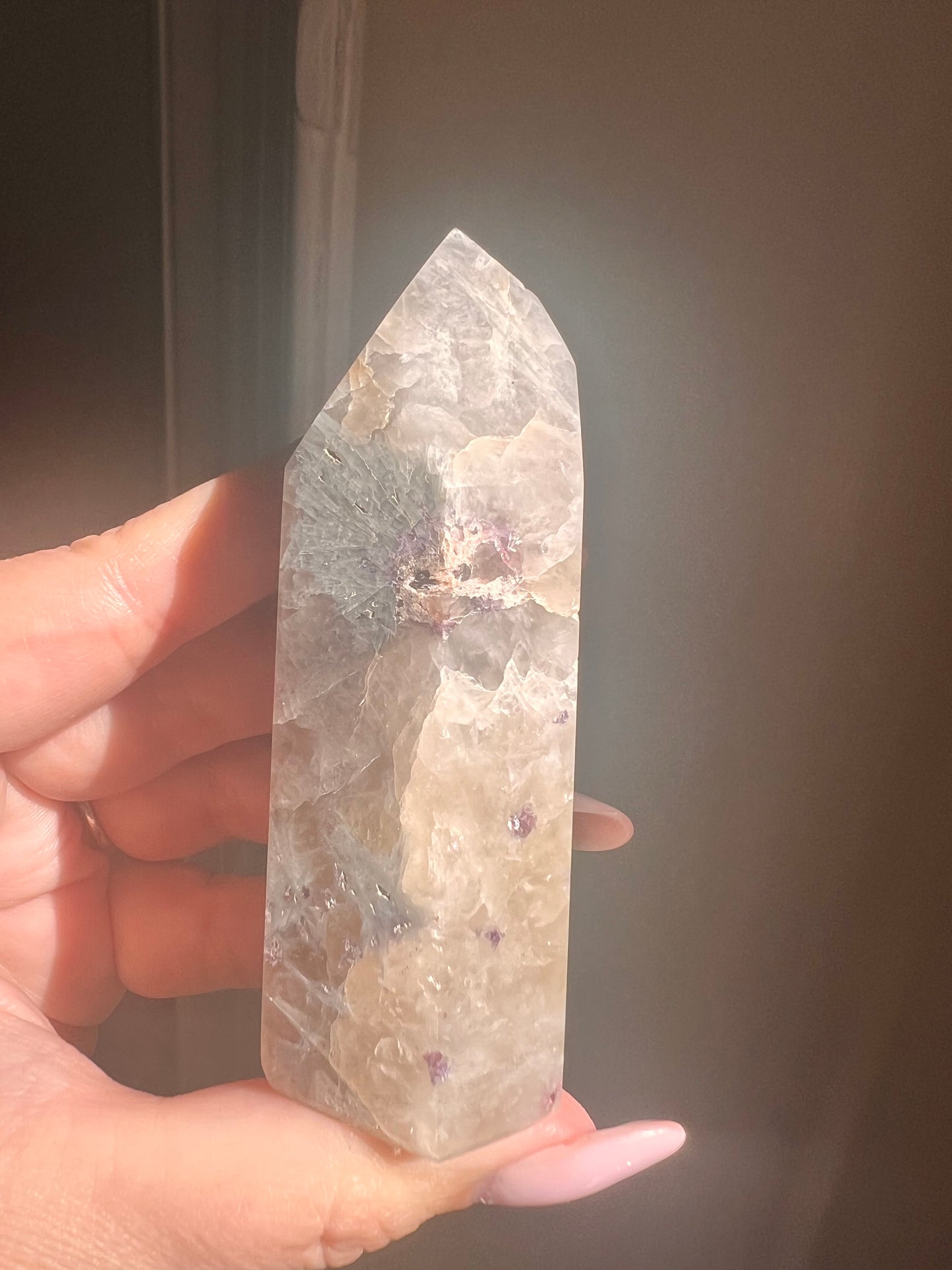 Citrine with Lepidolite and Albite Tower (Sunset Citrine)