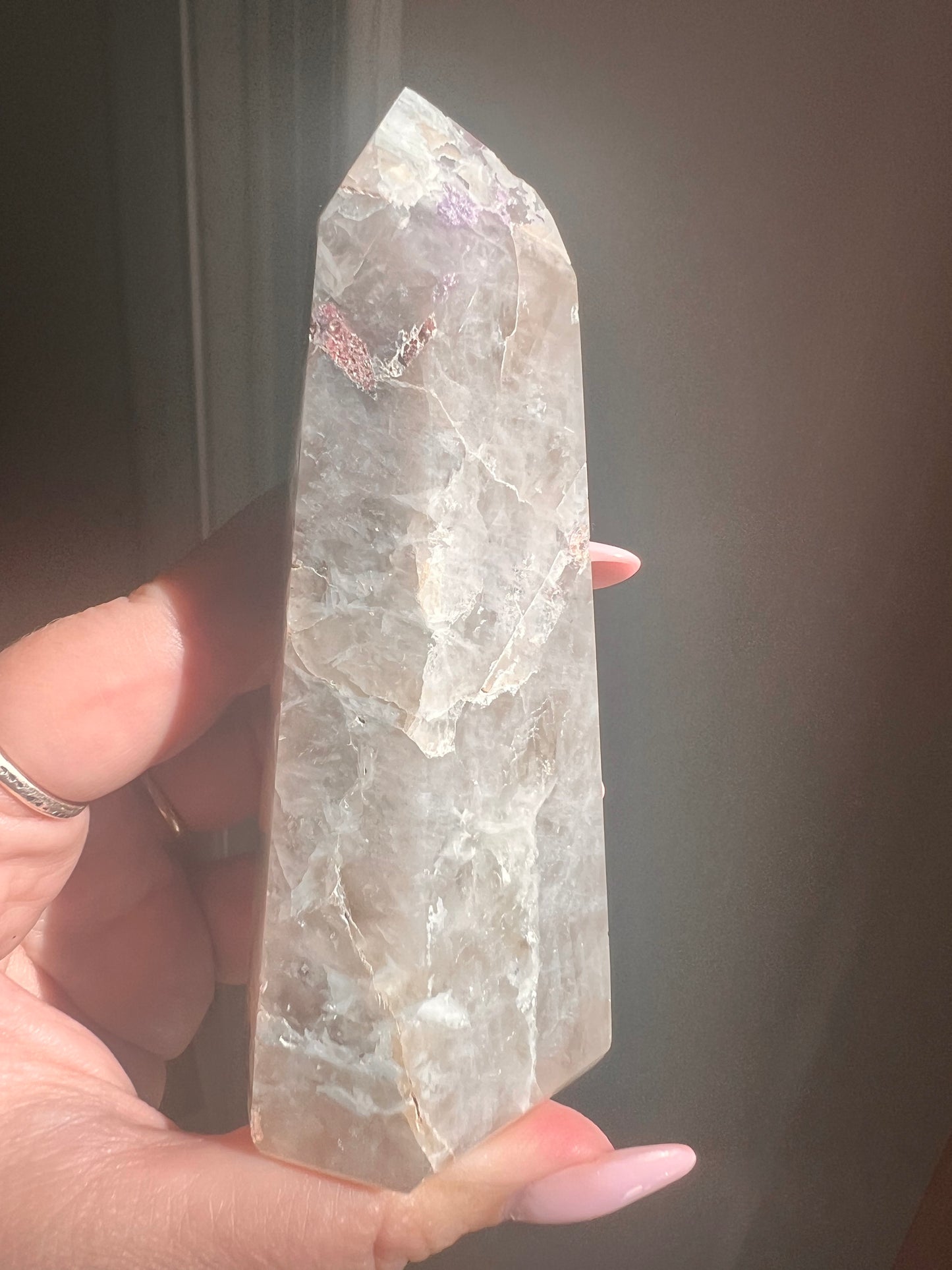 Citrine with Lepidolite and Albite Tower (sunset citrine)