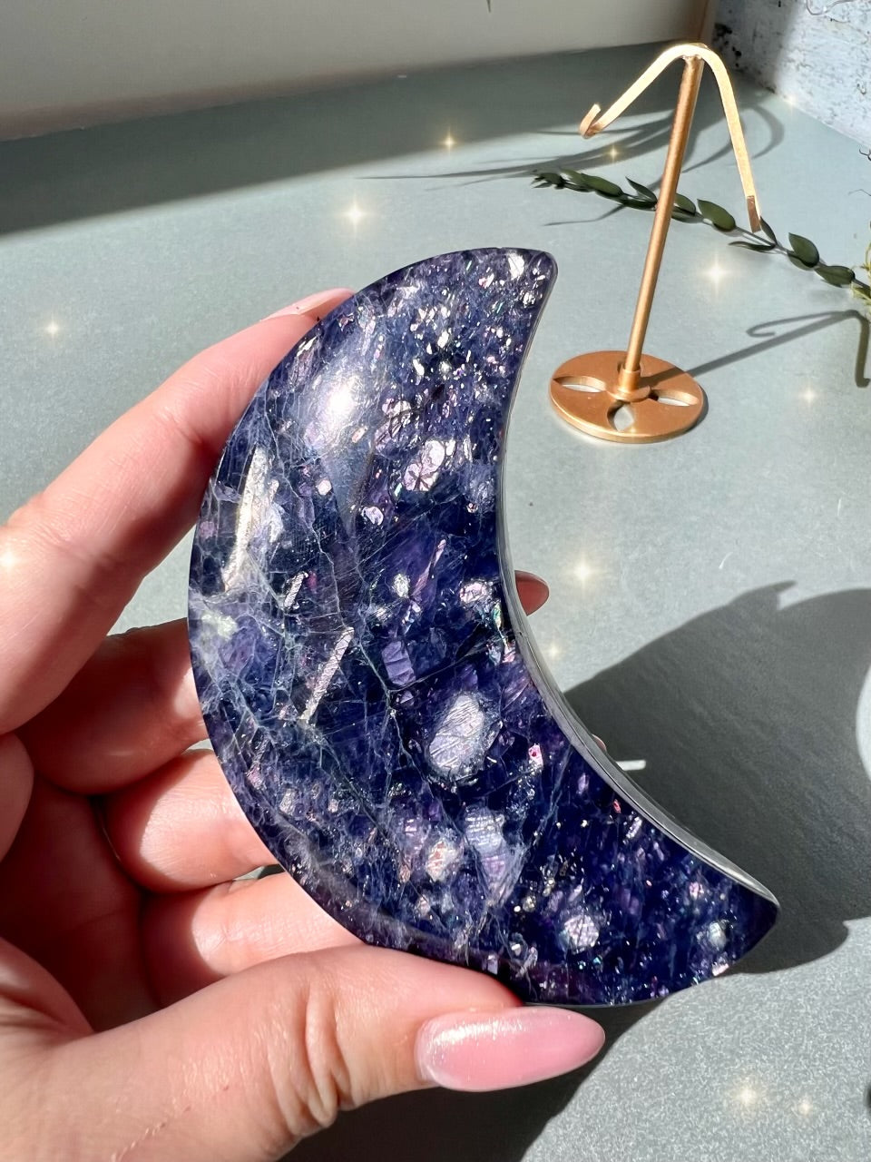 Iolite Moon on stand - *Nova*