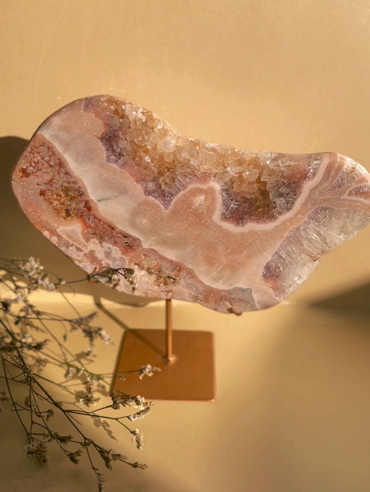 Amazing Multicoloured Pink Amethyst Slab on Stand - Meadow